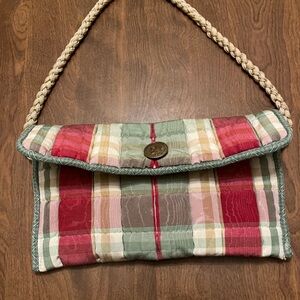 Elegant Plaid Clutch with Braided Strap